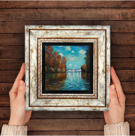 Claude Monet Sonbahar Taş Duvar Tablosu - Çerçeveli Taş Tablo - Dekoratif Duvar Sanatı - Modern Ev ve Ofis Duvar Dekoru T1-254