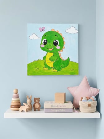 Bebek Odası İçin%100 El Yapımı Şık Kanvas Tablo - 20x20 cm Orijinal El Çizimi
