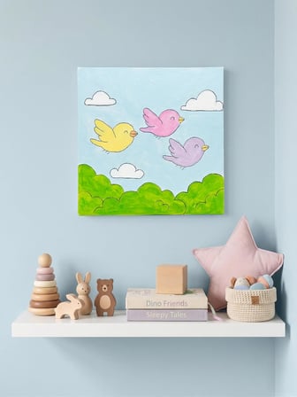 El Yapımı Çocuk Odası Duvar Süsü - Orijinal Akrilik Kanvas Tablo (20x20 cm)