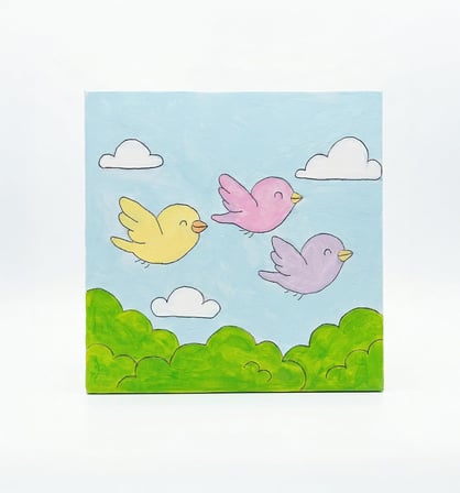 El Yapımı Çocuk Odası Duvar Süsü - Orijinal Akrilik Kanvas Tablo (20x20 cm)