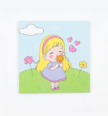 Yeni Doğan Hediyesi%100 El Yapımı Akrilik Tablo - 20x20 cm Bebek Odası Kanvası