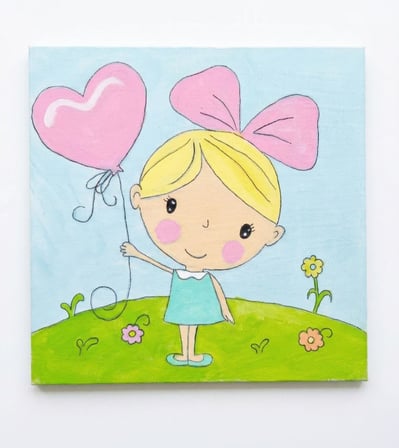 %100 El Yapımı Sevimli Akrilik Tablo - 20x20 cm Bebek Odası Dekoru