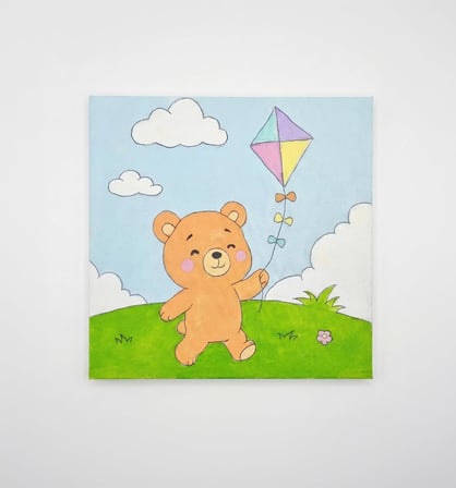 %100 El Yapımı Sevimli Akrilik Tablo (20x20 cm) - Çocuk ve Bebek Odası İçin Özel Kanvas Dekor