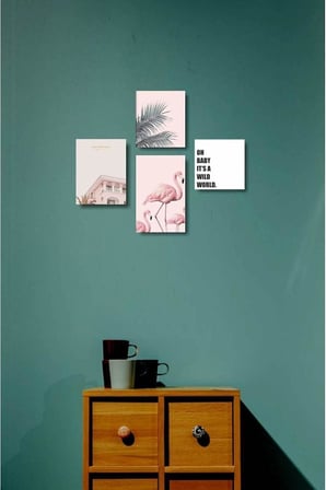 4 Parça Dekoratif Mdf Tablo Seti Çerçeve Görünümlü DEKOLIADKO102