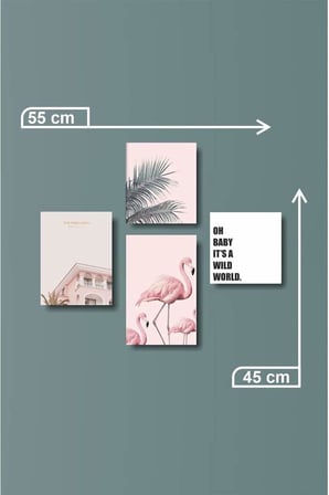 4 Parça Dekoratif Mdf Tablo Seti Çerçeve Görünümlü DEKOLIADKO102