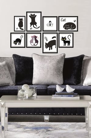 8 Parça Dekoratif Mdf Tablo Seti Çerçeve Görünümlü DEKOLIADKO0133