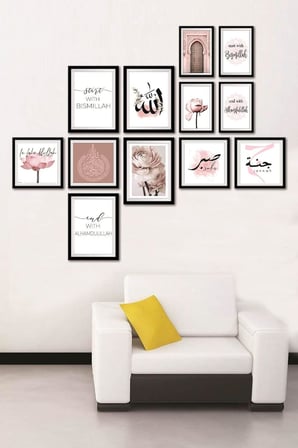 12 Parça Dekoratif Mdf Tablo Seti Çerçeve Görünümlü DEKOLIADKJ069