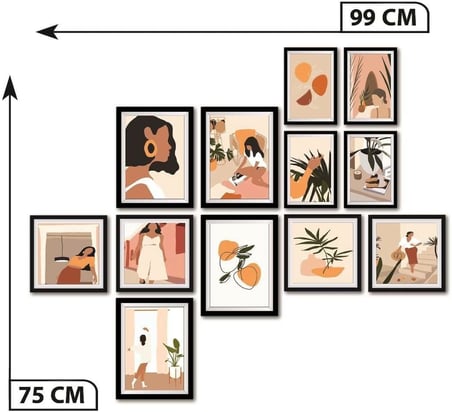 12 Parça Dekoratif Mdf Tablo Seti Çerçeve Görünümlü DEKOLIADKJ028