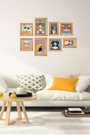 8 Parça Dekoratif Mdf Tablo Seti Çerçeve Görünümlü DEKOLIADKO5537