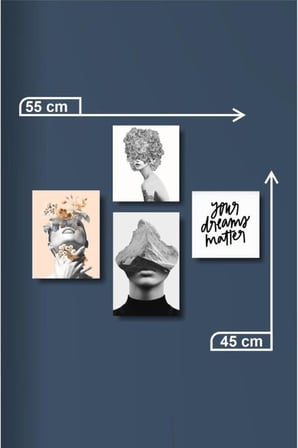 4 Parça Dekoratif Mdf Tablo Seti Çerçeve Görünümlü DEKOLIADKO101