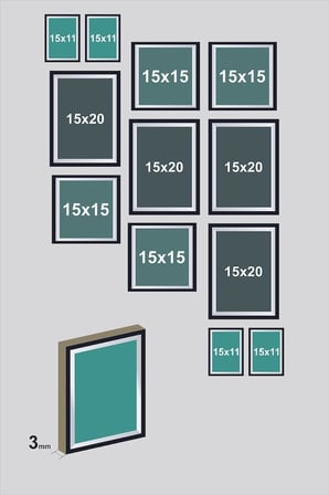 12 Parça Dekoratif Mdf Tablo Seti Çerçeve Görünümlü DEKOLIADKJ070