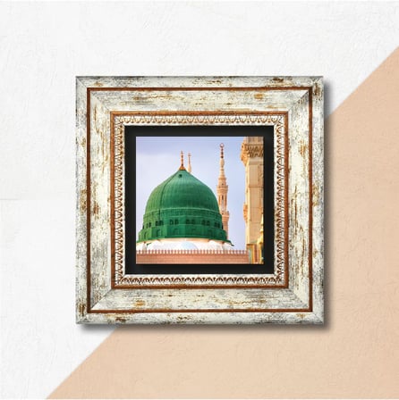 Ravza-i Mutahhara Taş Duvar Tablosu - Çerçeveli Taş Tablo - Dekoratif Duvar Sanatı - Modern Ev ve Ofis Duvar Dekoru K1-56