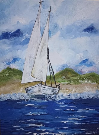 Yelkenli Dokulu 30x40 Akrilik Tablo