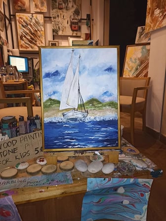 Yelkenli Dokulu 30x40 Akrilik Tablo