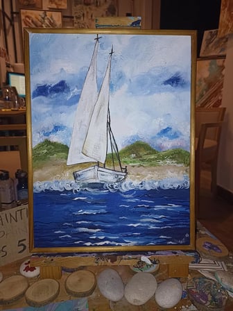 Yelkenli Dokulu 30x40 Akrilik Tablo