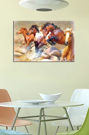 Koşan vahşi Atlar Dekoratif Duvar Kanvas Tablosu (50x35)