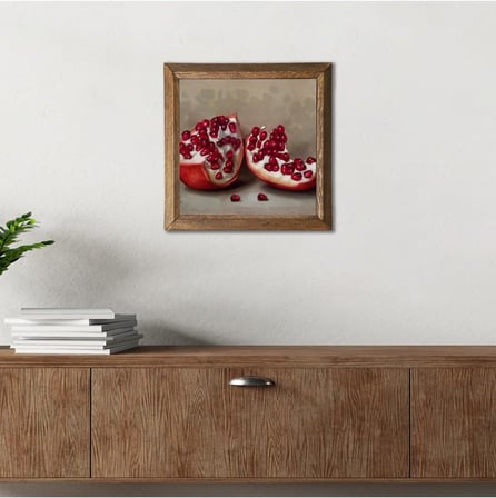 Pinecone Nar Taş Duvar Tablosu - Ahşap Çerçeveli Taş Tablo - 25x25 cm - Dekoratif Duvar Sanatı - Modern Ev ve Ofis Duvar Dekoru W1-04