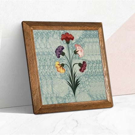 Pinecone Ebru Sanatı Taş Duvar Tablosu Ahşap Çerçeveli Duvar Dekoru Wall Art 25x25cm W1-243