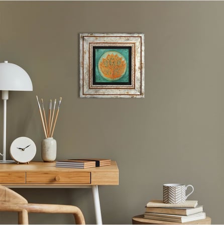 Lotus Çiçeği Taş Duvar Tablosu - Çerçeveli Taş Tablo - Dekoratif Duvar Sanatı - Modern Ev ve Ofis Duvar Dekoru K1-189