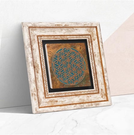 Yaşam Çiçeği Taş Duvar Tablosu - Çerçeveli Taş Tablo - Dekoratif Duvar Sanatı - Modern Ev ve Ofis Duvar Dekoru K1-317