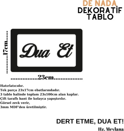 Hatırlatıcı Tablo Sabret Şükret Dua Et Duvar Askı Bantlı MDF Ahşap Levha (Dua Et)