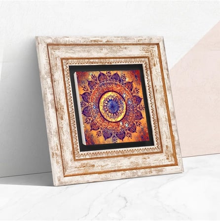 Mandala Taş Duvar Tablosu - Çerçeveli Taş Tablo - Dekoratif Duvar Sanatı - Modern Ev ve Ofis Duvar Dekoru T1-230
