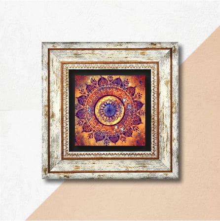 Mandala Taş Duvar Tablosu - Çerçeveli Taş Tablo - Dekoratif Duvar Sanatı - Modern Ev ve Ofis Duvar Dekoru T1-230