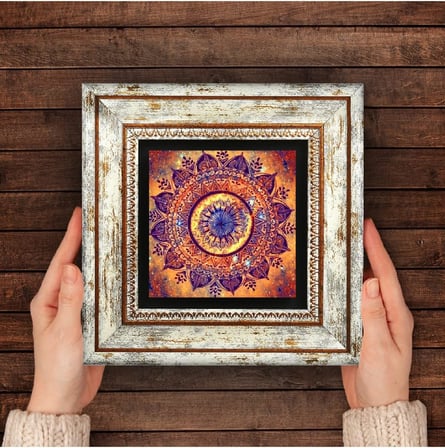 Mandala Taş Duvar Tablosu - Çerçeveli Taş Tablo - Dekoratif Duvar Sanatı - Modern Ev ve Ofis Duvar Dekoru T1-230