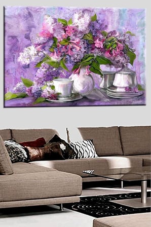 Talya Tablo Mor Çiçekler Sümbül. 50x35 cm. Zengin içerik için mağazamızı ziyaret ediniz.. 50 x 35 no-9261