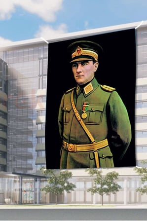 ZC Bayrak Atatürk Üniformalı Portre Raşel Dijital Baskı Bayrak 150x225 cm