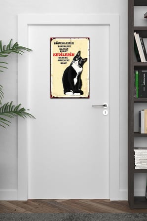 Kuşe Kağıt Duvar Posteri Kedilerin Sadece Köleleri Olur Retro Vintage Drtr0033