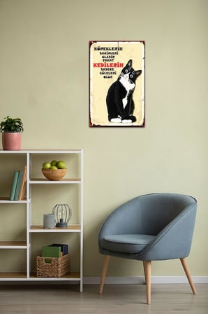 Kuşe Kağıt Duvar Posteri Kedilerin Sadece Köleleri Olur Retro Vintage Drtr0033