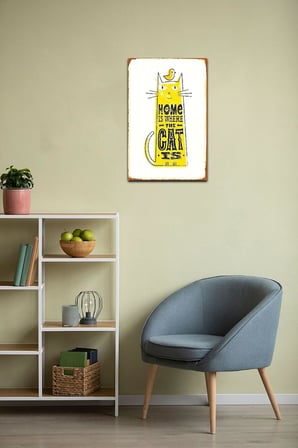 Kuşe Kağıt Duvar Posteri Cat Is Retro Vintage Drtr0040