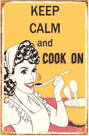 Kuşe Kağıt Duvar Posteri Keep Calm And Cook On Retro Vintage Drtr0029