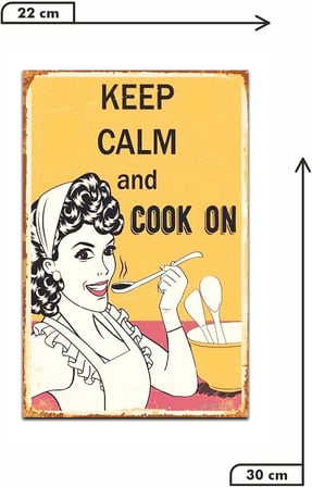 Kuşe Kağıt Duvar Posteri Keep Calm And Cook On Retro Vintage Drtr0029