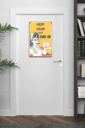 Kuşe Kağıt Duvar Posteri Keep Calm And Cook On Retro Vintage Drtr0029