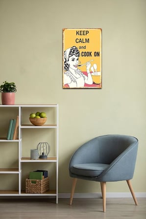 Kuşe Kağıt Duvar Posteri Keep Calm And Cook On Retro Vintage Drtr0029