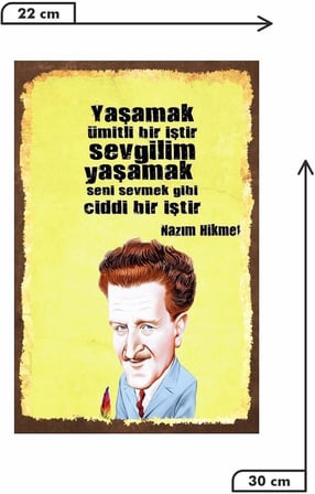 Kuşe Kağıt Duvar Posteri Yaşamak Ümitli Bir Iştir Nazım Hikmet Retro Vintage Drtr0019