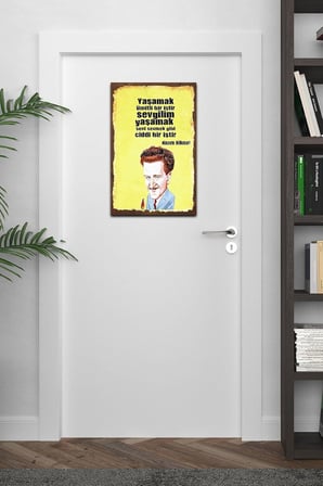 Kuşe Kağıt Duvar Posteri Yaşamak Ümitli Bir Iştir Nazım Hikmet Retro Vintage Drtr0019