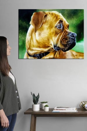 Talya Koruma Köpeği Buldog Kanvas Tablosu. Köpek Kuş At Aslan, Eski Harita, Oldmap, Antik Mısır, Uzay, New York Atatürk Dekoratif Duvar Pano (50x35)