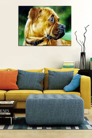 Talya Koruma Köpeği Buldog Kanvas Tablosu. Köpek Kuş At Aslan, Eski Harita, Oldmap, Antik Mısır, Uzay, New York Atatürk Dekoratif Duvar Pano (50x35)