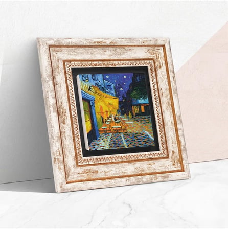 Van Gogh Kafe Terasta Gece Taş Duvar Tablosu - Çerçeveli Taş Tablo - Dekoratif Duvar Sanatı - Modern Ev ve Ofis Duvar Dekoru T1-279