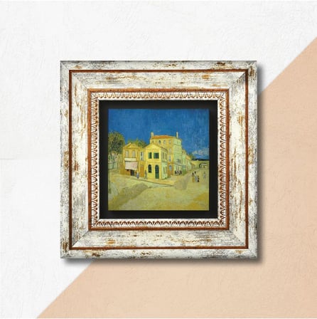 Van Gogh Sarı Ev Taş Duvar Tablosu - Çerçeveli Taş Tablo - Dekoratif Duvar Sanatı - Modern Ev ve Ofis Duvar Dekoru T1-295
