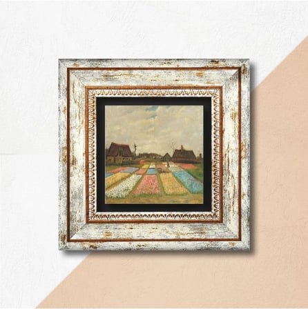 Van Gogh Hollanda'da Lale Tarlaları Taş Duvar Tablosu - Çerçeveli Taş Tablo - Dekoratif Duvar Sanatı - Modern Ev ve Ofis Duvar Dekoru T1-282