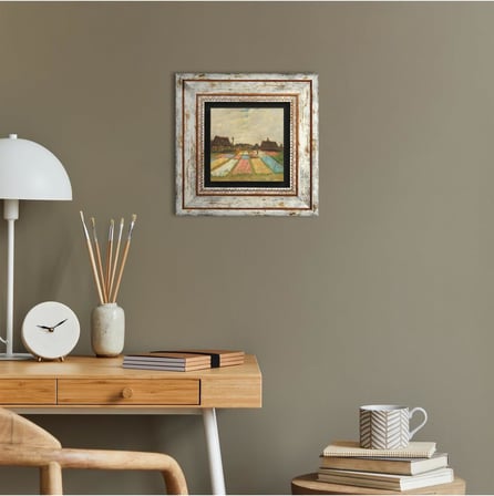 Van Gogh Hollanda'da Lale Tarlaları Taş Duvar Tablosu - Çerçeveli Taş Tablo - Dekoratif Duvar Sanatı - Modern Ev ve Ofis Duvar Dekoru T1-282