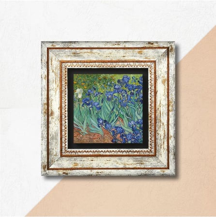 Van Gogh İrisler Taş Duvar Tablosu - Çerçeveli Taş Tablo - Dekoratif Duvar Sanatı - Modern Ev ve Ofis Duvar Dekoru T1-66