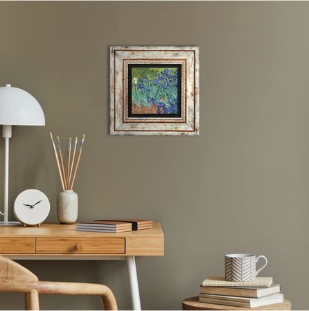 Van Gogh İrisler Taş Duvar Tablosu - Çerçeveli Taş Tablo - Dekoratif Duvar Sanatı - Modern Ev ve Ofis Duvar Dekoru T1-66