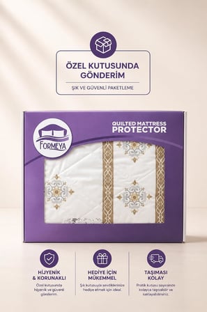 Veluna Desenli Sıvı Geçirmez Kapitone Fitted Alez ve Yastık Kılıfı Seti Özel Kutulu Gönderim (100 x 200)
