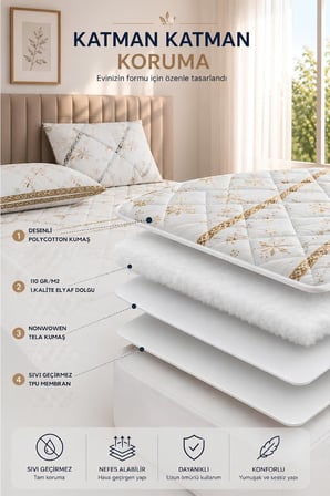 Veluna Desenli Sıvı Geçirmez Kapitone Fitted Alez ve Yastık Kılıfı Seti Özel Kutulu Gönderim (100 x 200)