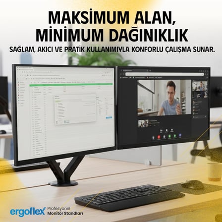 EF X16 Çift Kol 17-32 inch Uyumlu 2-9 kg Amortisörlü Monitör Standı 2026 Versiyon